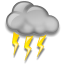 Patchy light rain in area with thunder